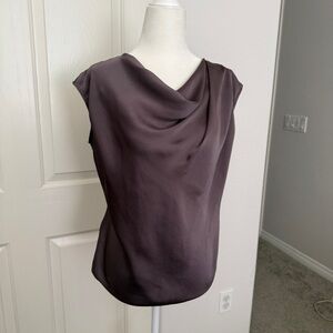 Lanvin Two-Tone Draped Sleeveless Top in Charcoal and Plum